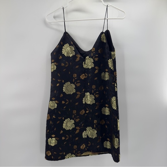 Forever 21 black gold leaf jacquard dress size S - Picture 8 of 9